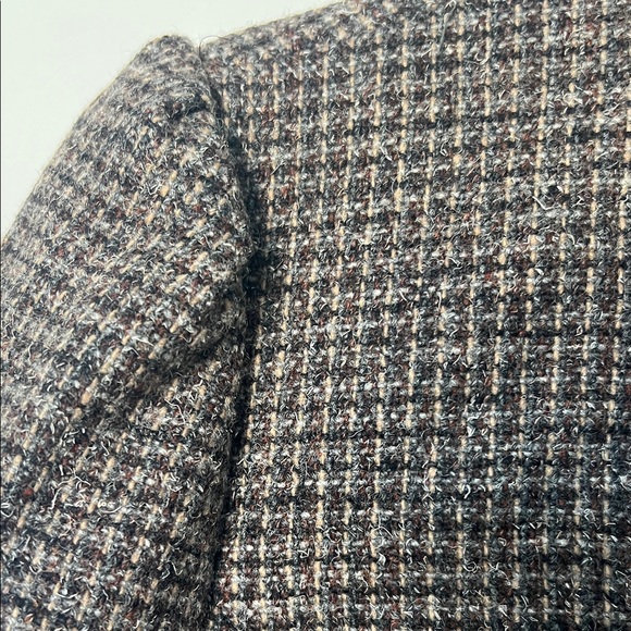 Vintage Cropped Brown Checkered Tweed Jacket - Picture 3 of 10